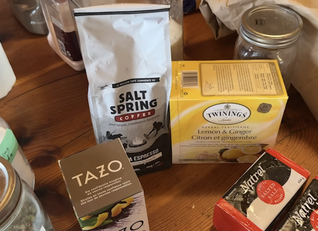 Coffee and tea from the Great Depression pantry haul.