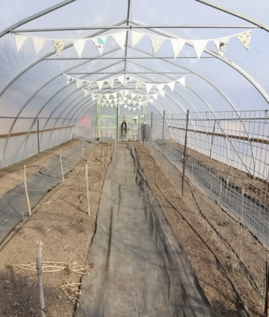 Bare high tunnel in Spring 2026.