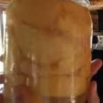 A jar of classic peaches in syrup.